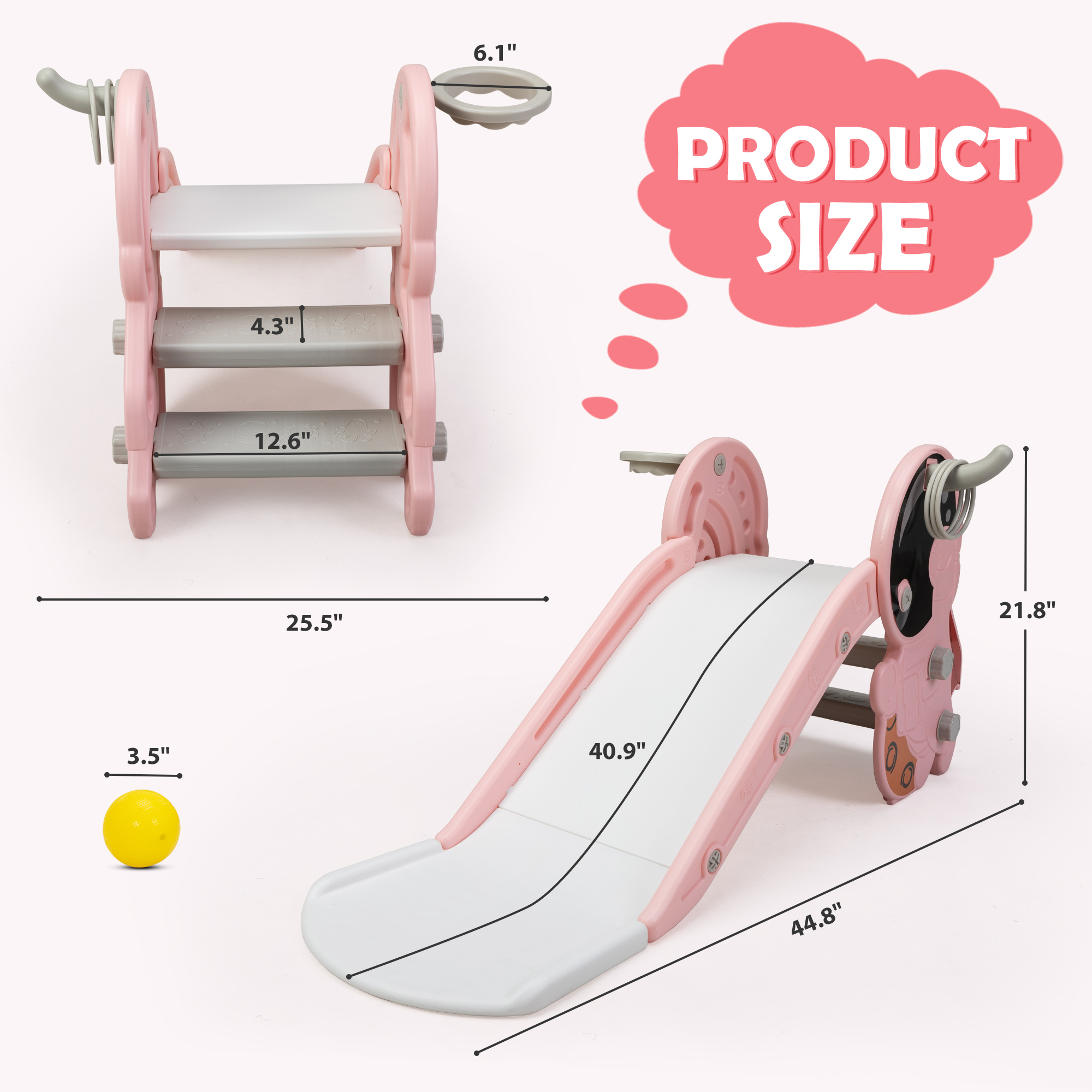 INFANS Toddler Slide, 3 In 1 Foldable Kids Slide Indoor Slideway For